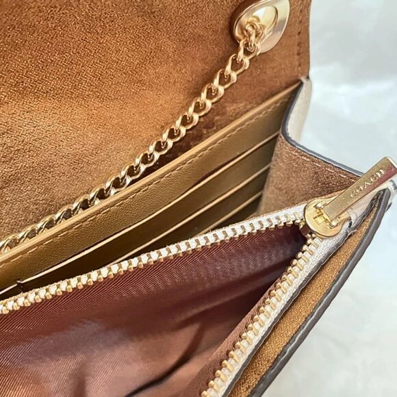 NWT COACH Georgie Crossbody Chalk Signature C Canvas & Leather Gold Details - Picture 11 of 14